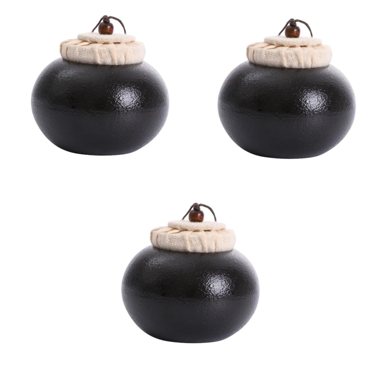 Ciieeo 3pcs Wooden Black Pottery Coffee Beans