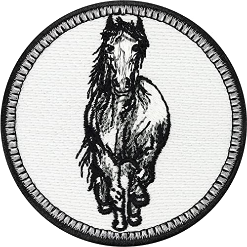 Écusson Thermocollant Chevaux | Autocollant résistant aux intempéries avec broderie | Patch équestre | Patch à repasser pour réparer les jeans | 70x70mm