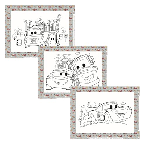 Image of Disney Baby by J.L. Childress ColorMe Disposable Placemats - Stick on Disposable Placemats for Baby, Toddlers, & Kids, for Travel, Picnic, & Dining Coloring Activities, Child Table Mat - 24 Pack, Cars