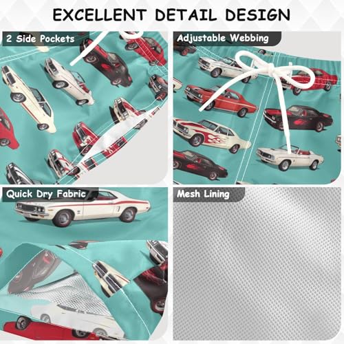American Muscle Racing Car Boys Swim Trunks Vintage Pixar Cars Race Toddler Beach Board Shorts Baby Summer Bathing Suit 3T Multicolor3