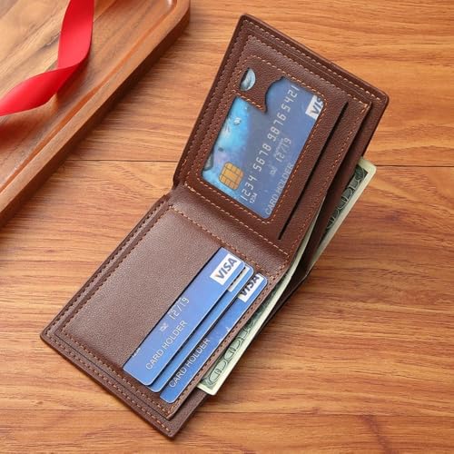 Men Wallet PU Money Bag Folding Card Bag(Coffee)4