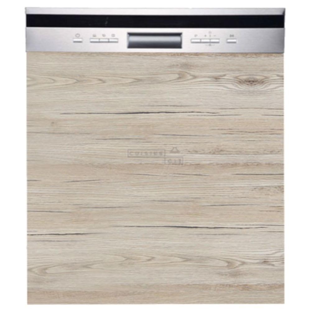 Façade lave-vaisselle semi-intégrable 60 cm habillage porte noyer blanchi