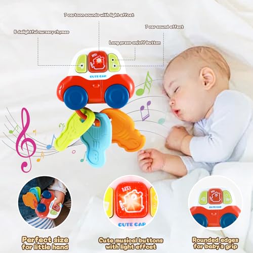 Baby Teething Toys, Toddler Sensory Learning Car Key Teether Toy with Music & Light, Musical Baby Toys 0 3 6 9 12 18 Months for Travel, Birthday Gifts for Baby Boys Girls 6 to 12 Months 1 One Year Old - Image 5
