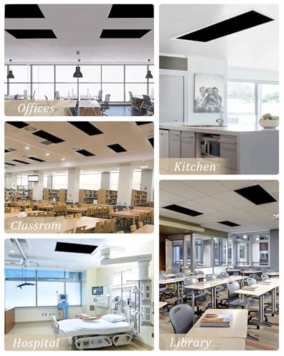 Image of Magnetic Light Cover for Classroom Drop Ceiling,1 Pack 4x2 Ft Fluorescent Light Covers for Office Home Ceiling Light Pure Black Solid Color Lampshade