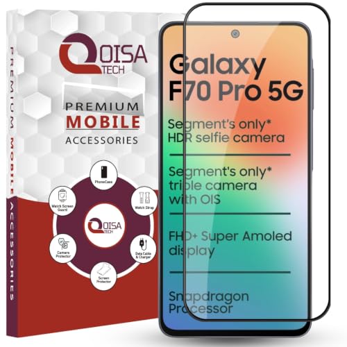 Image of Premium Tempered Glass Screen Protector Guard For Samsung Galaxy F70 Pro (6.7 Inch, Pack of 1) | Edge to Edge Coverage With Easy to installation kit