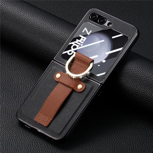 Housse de support Galaxy Z Flip5 en cuir pour un usage mains libres au quotidien