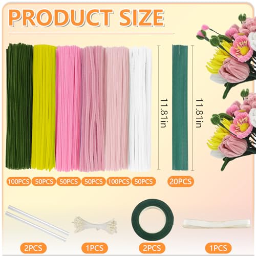 Image of 400 Pcs Pipe Cleaners Craft, 6 Assorted Colors Pipe Cleaners Bulk