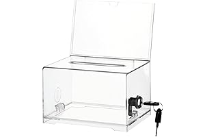 Clear Acrylic Donation Box with Lock for Raffle, Voting, and Tips