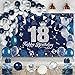 18 Años Decoracion Cumpleaños Hombres Azul Plata, 18 Años Pancarta Feliz Cumpleaños Fondo Foto y 18 años Globos Cumpleaños, Póster de Tela Cartel Extra Grande para Hombre Mujer Cumpleaños