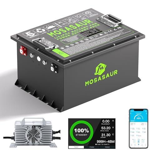 Image of 36V 105Ah Golf Cart Lithium Battery, Built-in Smart 200A BMS with Touch Monitor and 20-Amp Charger, APP Supported, MAX 7680W, 4000+ Cycles Charging, Designed for Golf Carts