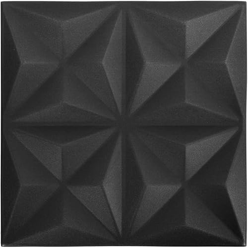 Miniatura 5 de YAFF Paneles de pared 3D 12 piezas 19.7"x19.7" Origami Negro 32.3 ft²