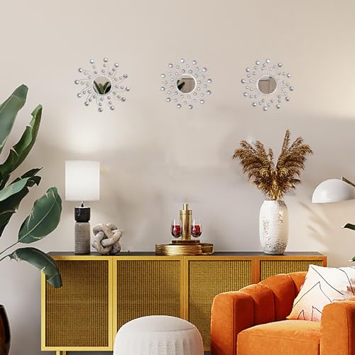 Mirror Wall Decor Metal Sun Mirror Wall Art Decorative Mirrors Home Decor Sunburst Mirror Hanging Living Room Bedroom Entryway, Style 1 - Image 3