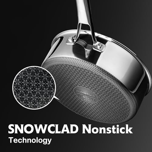 image for SNOWCLAD Frying Pans Nonstick with Lid,Hybrid Non Stick 5 Quart Saute 