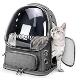 Cawypety Cat Backpack Carrier, Breathable Cat Carrier Large Space Bubble Pet Backpack for Kitty Small Dog up to 12lbs, Transparent & Foldable Pet Carrier for Travel Hiking