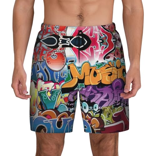 Short de plage imprimé graffiti homme en tissu technique premium
