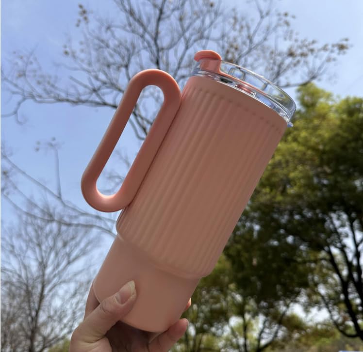 Image of HomeCloud Insulated Coffee Tumbler with Lid - Double Wall Travel Mug for Hot & Cold Drinks, Leak-Proof, Durable, Portable, Stylish Stainless Steel Design (Pink)