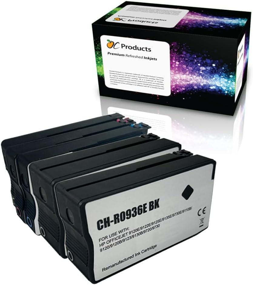 Remanufactured Ink Cartridge 5 Pack for HP 936e Ink Cartridge for OfficeJet Pro 9110b 9117b 9120b 9120e 9122e 9125e 9128e 9130b 9132e 9135e 9720e 9730e