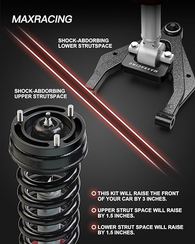 Image of Maxracing 3 inch Front Leveling Kit Upper+Lower Strut Lift Spacers Compatible with 2007-2026 Chevy Silverado Avalanche Suburban Tahoe 1500 / GMC Sierra Yukon 1500 2WD /4WD
