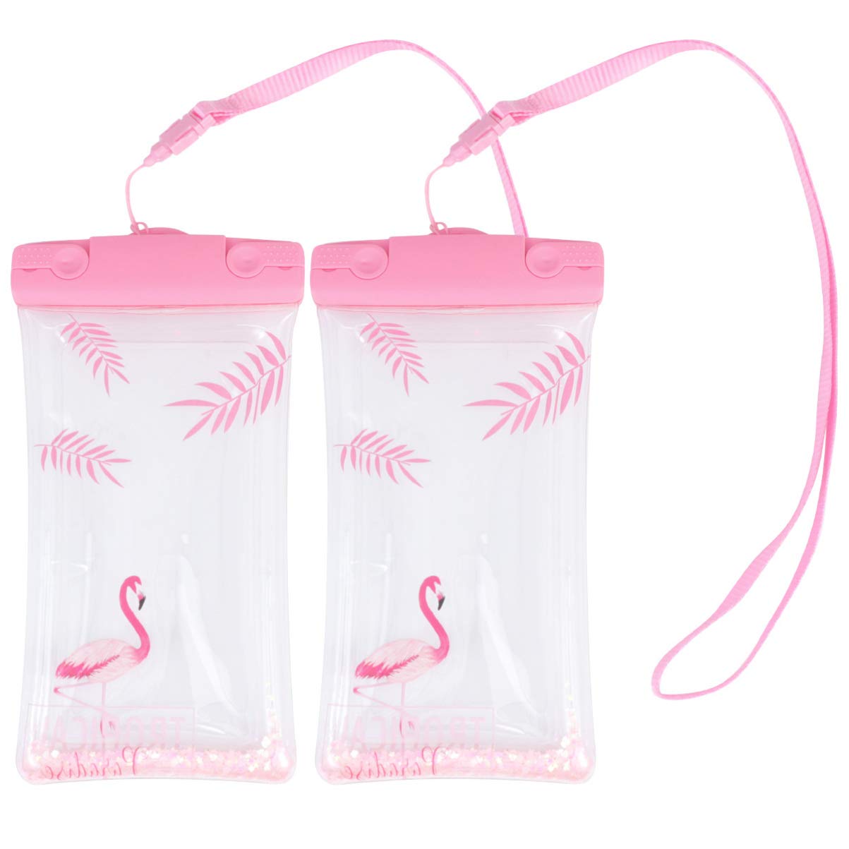 Tofficu 2Pcs Phone Bag Durable Storage Pouch for Beach Swimming and Water Activities Transparent Touch Screen Design with Fun Cactus Flamingo Patterns