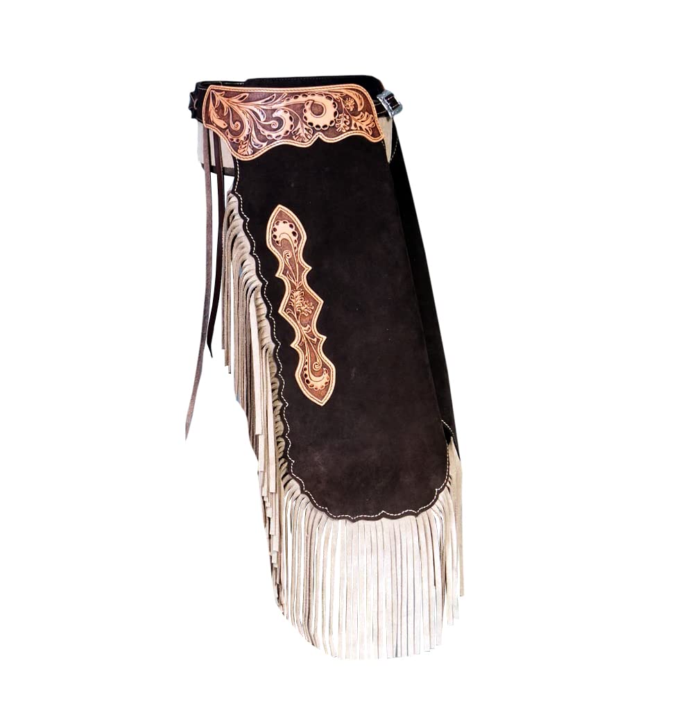 Custom Handmade Western Chinks Pelle Scamosciata Floreale Lavorato Chaps per Bambini Adulto Uomini Donne Unisex ME-LCH-009