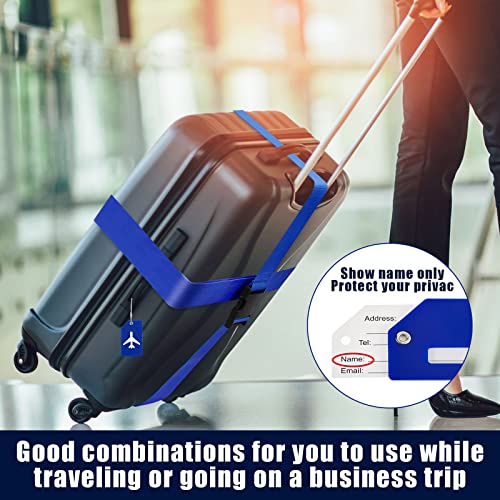 8 Pack Luggage Straps Suitcase Tags Set, Travel Adjustable Suitcase Belt Silicone Luggage Tags With Name Id Card Man Women Travel Accessories (Ultramarine) #TOP4