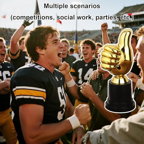 Gosknor Golden Thumbs Up Trophy, 13cm/5.12in Engraving Funny Plastic Winner Award Status Sculpture for Celebrations Sports Game Classroom Job Football Competition Rewards for Recognition Gift