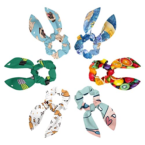 Lot de 6 chouchous à cheveux avec nœud style Joli ange pour femmes et filles