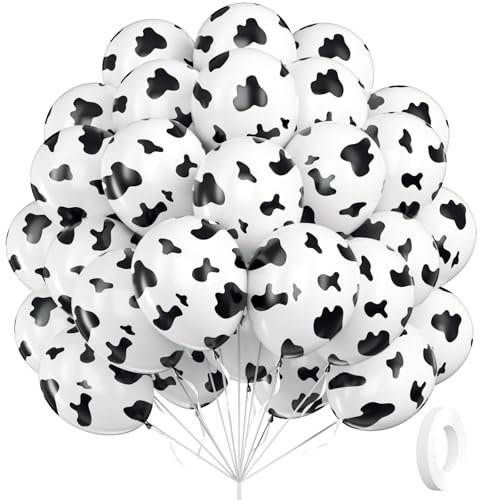 60pcs Cow Print Balloons, Latex Cow Balloons for Farm Cowboy Cowgirl Rodeo Western Baby Shower Birthday Party Decorations