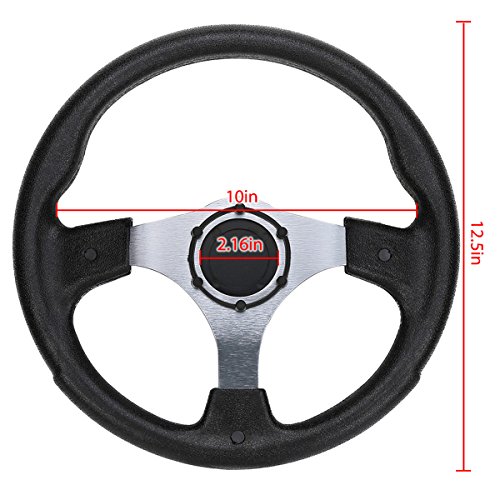 10L0L Golf Cart Steering Wheel 12.5 Inch, Skid Steering Wheel, Universal Golf Cart Fit for Yamaha G2-G29, EZGO RXV, TXT - Image 4