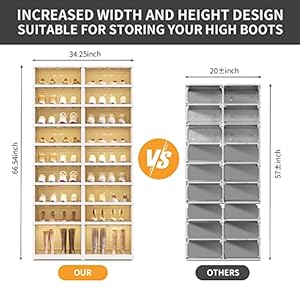   9-Tier-Foldable-Shoe-Rack-Organizer-for-Closet-36Pairs-Plastic-Shoe-Shelf-Collapsible-Shoes-Storage-Box-Clear-Shoe-Boxes-Stackable-with-Door-Easy-Assembly-Shoe-Cabinet-with-Lids-Large