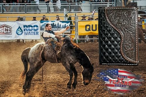 Custom Rugged Cross Nocona Black Cherry Tooled Tri-fold Wallet2