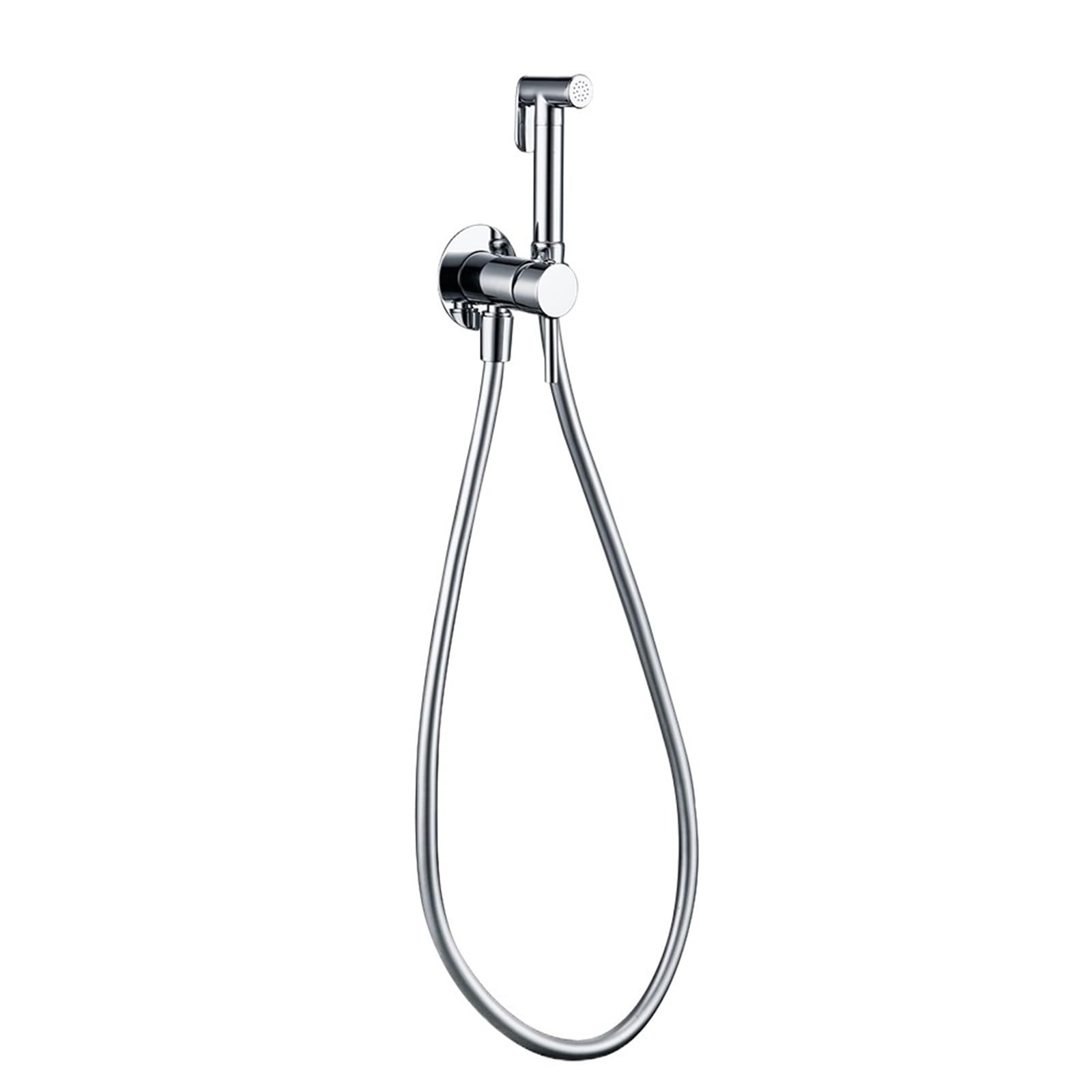 QTANZIQI Latón Cromado de Mano montado en la Pared híbrido Agua fría y Caliente con Soporte baño Cocina Grifo de Inodoro rociador de bidé (Cromado)