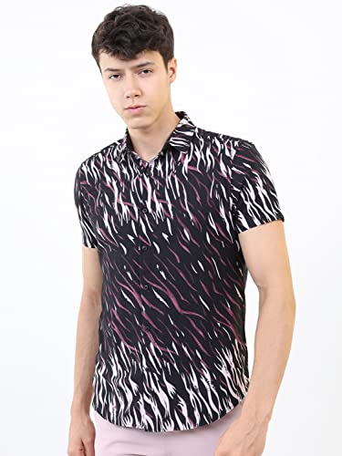 Image of KETCH Men's Cotton Slim Fit Printed Half Sleeve Shirt