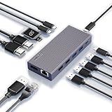 OHMOLAY USB C Docking Station - 13-in-1 multiple ports, docking station dual monitor with HDMI, DP, Ethernet, PD Port, USB 2.0, 3.0 Ports, ideal for Laptop/Dell/HP/Lenovo/Surface/MacBook/Yoga