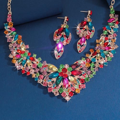 Image of Shining Diva Fashion Stylish Design Fancy Crystal Necklace Jewellery Set for Women | Trendy Celebrity Inspired Jewellery