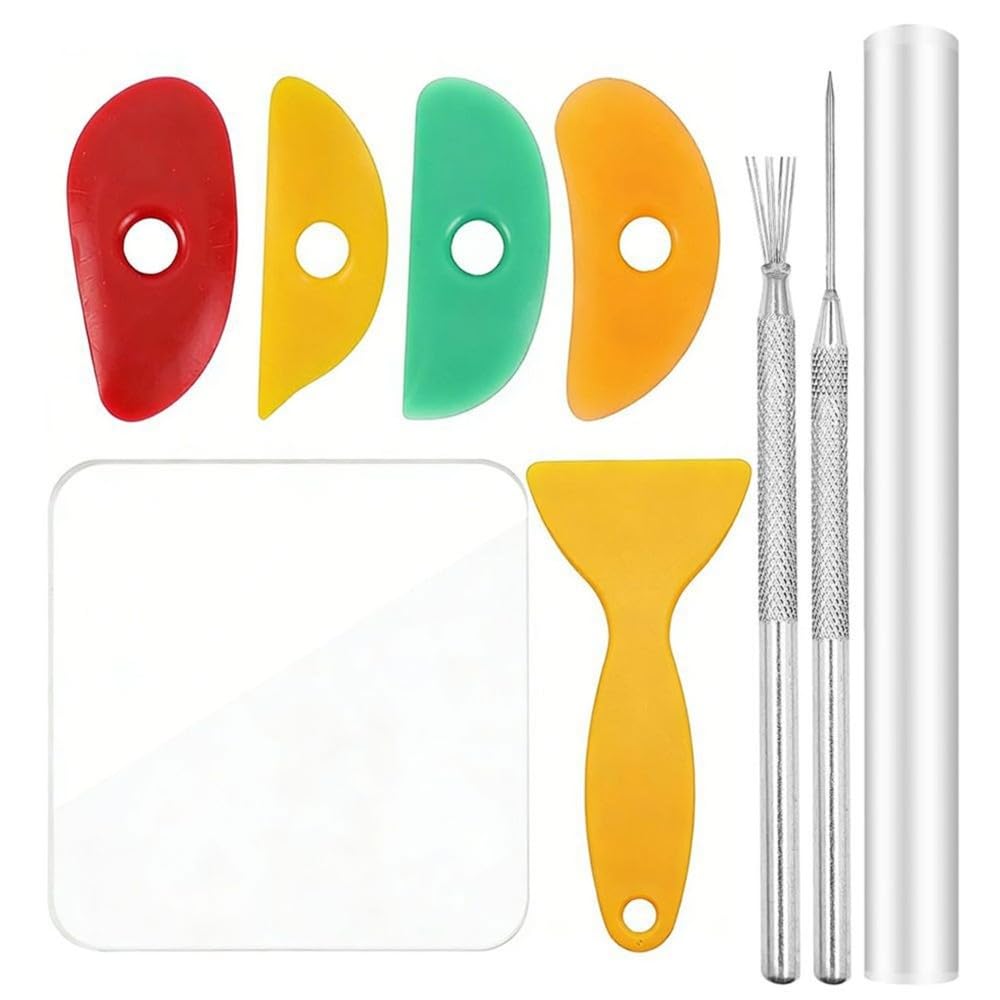 Wesafrae Polymer Clay Tool Set 9 Pack For Pottery Acrylic Clay Roller Diy Sculpting Craft