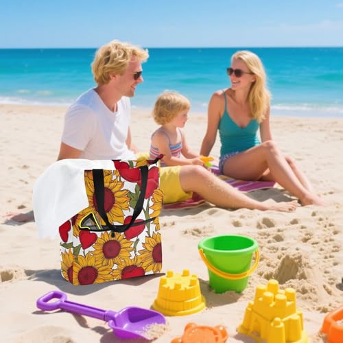 Bolsas de mano para libros y playa con diseño de girasol minimalista para adultos y niños 7
