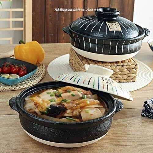 Topf aus Keramik, 22 cm, for Reis, Suppe, Brei, Doppelgriff