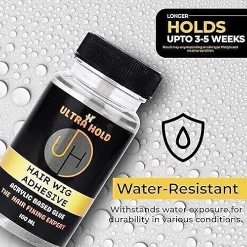 Image of Ultra Hold Hair Patch Adhesive Glue | Long-Lasting Stronghold Hair Patch Glue for Men & Women Waterproof Acrylic-Based Wig Adhesive with Applicator For Hair Extension & Lace Wig (100 ml)