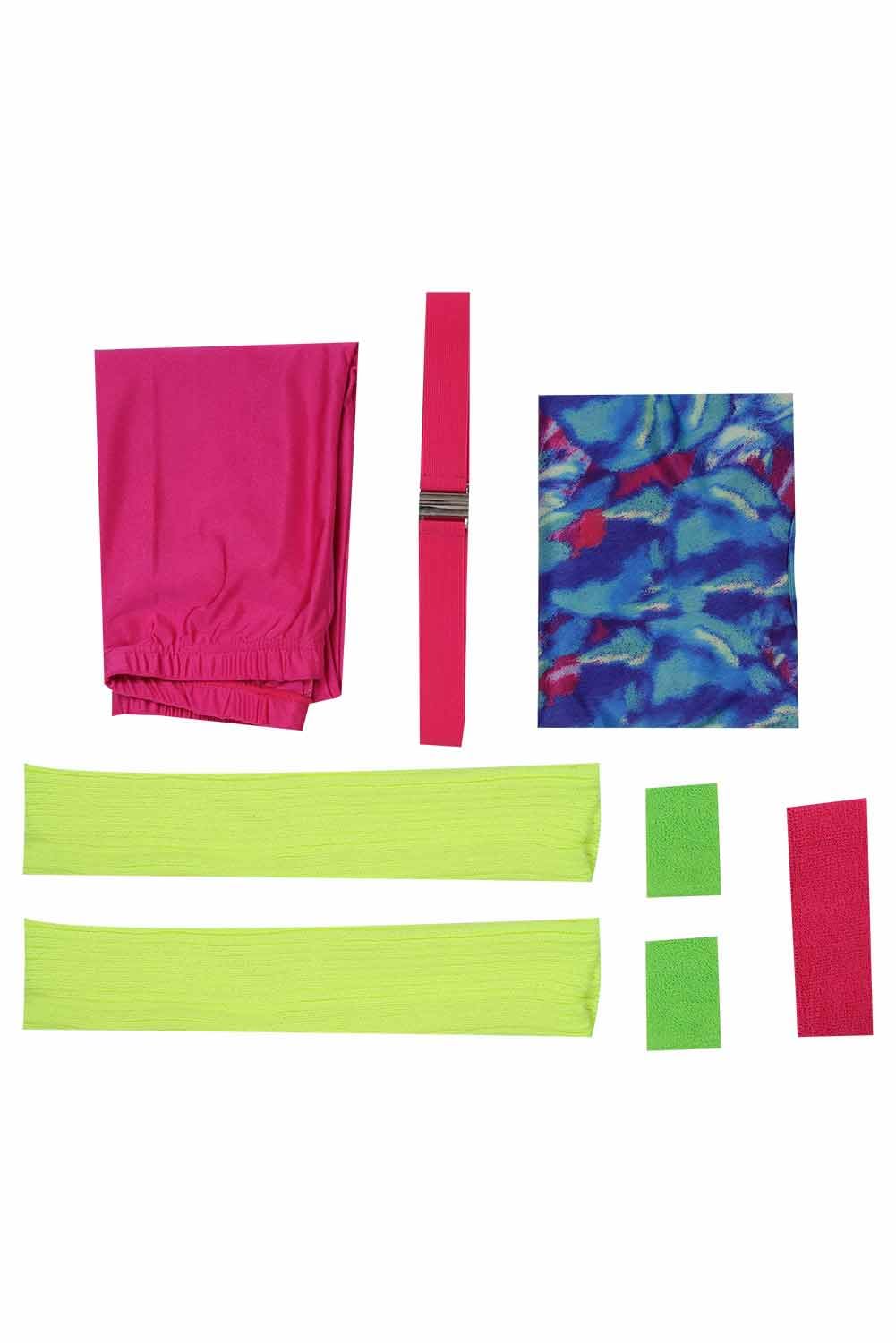 Costume de fitness des années 80 pour femme - Survêtement rétro - Combinaison de yoga - Avec accessoires - Costume de fête
