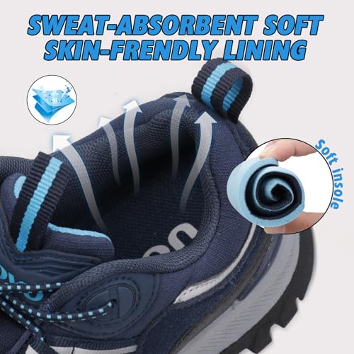 UOVO Boys Girls Hiking Shoes Kids Waterproof Running Trail Fashion Sneakers Breathable Lightweight Non-Slip Outdoor Walking Sports Shoe(Little/Big Kids)3