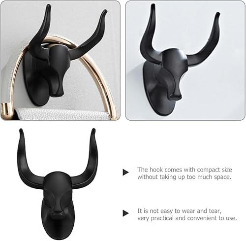 Miniatura 8 de EXCEART Gancho de una sola pared con forma de animal creativo, esculturas de vaca rústicas, colgador de gancho resistente montado en la pared de