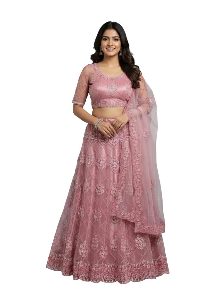 julee Women's Net Embroidered Semi-Stitched Lehenga Choli Maanav LH Pyazi-01-picture-15