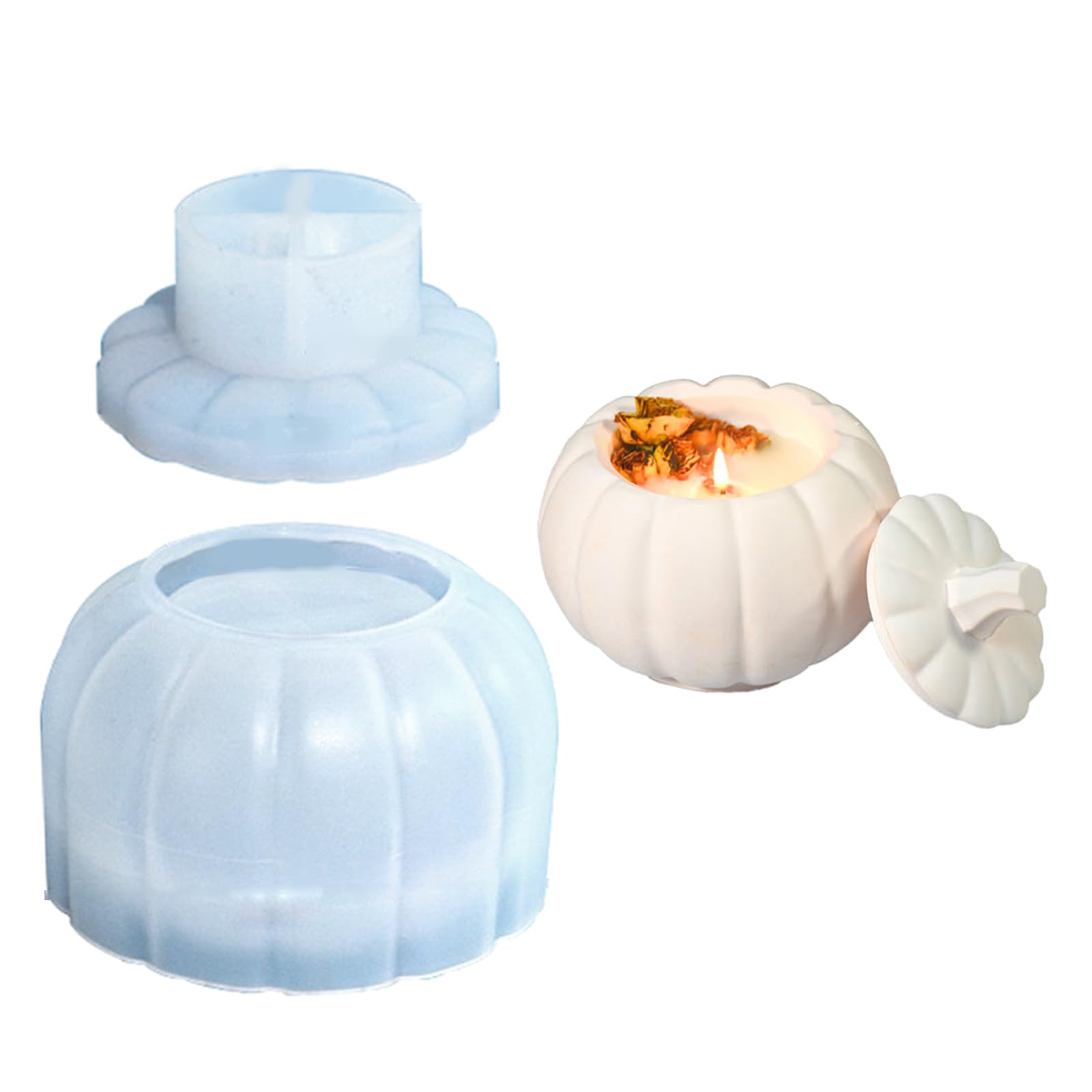 Tsophreniq Pumpkin Storage Box Silicone Molds Epoxy Resin Plasters Jar Making for Halloween Decorations Pumpkin Storage Box Silicone Epoxy Resin Jar Making for Craft