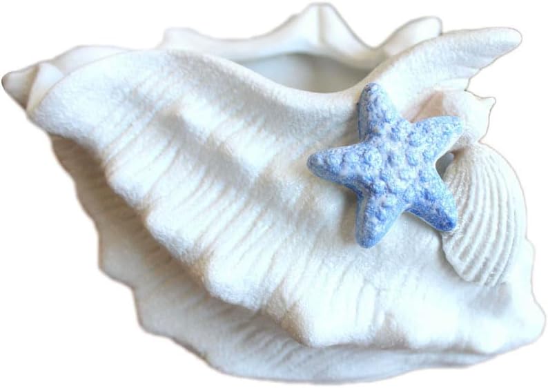 Yardwe Nautical Seashell Planter 7.5 Inch Ceramic Succulent Flower Pot Coastal Decorative Container for Indoor Bonsai Succulents and Small Plants
