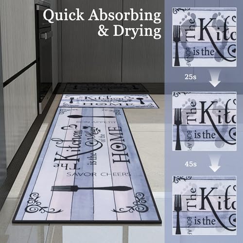 Miniatura 4 de Fecialy Alfombra De Cocina Boho 2 Piezas, Alfombrillas De Cocina Lavables Para Suelo, Suaves Alfombrillas De Cocina Antideslizantes Para Lavadero Y Pasillo