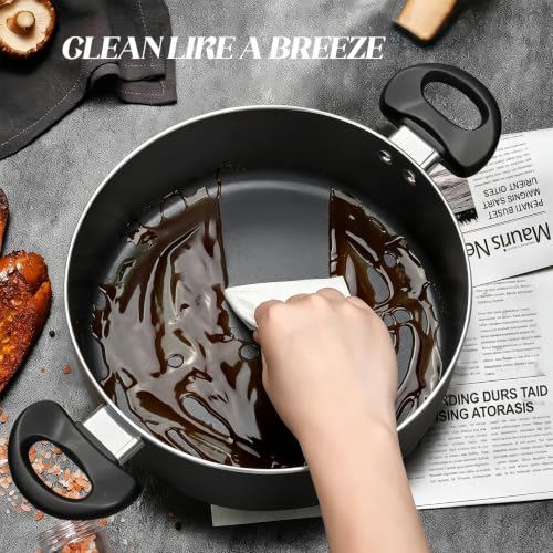 Image of BECIGAR 8 Pcs Ceramic Pots and Pans Set, Cooking Pan Set, Nonstick Cookware Set, Induction Safe Cooking Set with Frying Pans, Saucepans, shovel and Ladle, Blcak