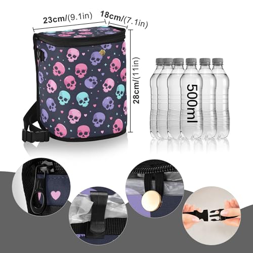 Image of MNSRUU Car Trash Can with Lid, Cute Skull Head Car Trash Bag Hanging Organizers and Storage for Front Back Seat, Leak-Proof Trash Bin