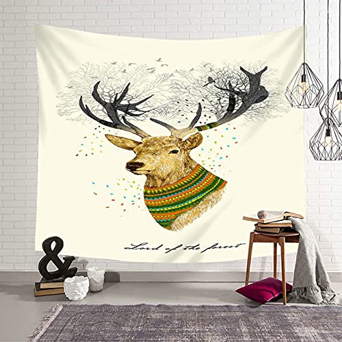 Tapiz de pared KnSam de alce, poliéster resistente y lavable en tonos gris y marrón, 150x150 cm