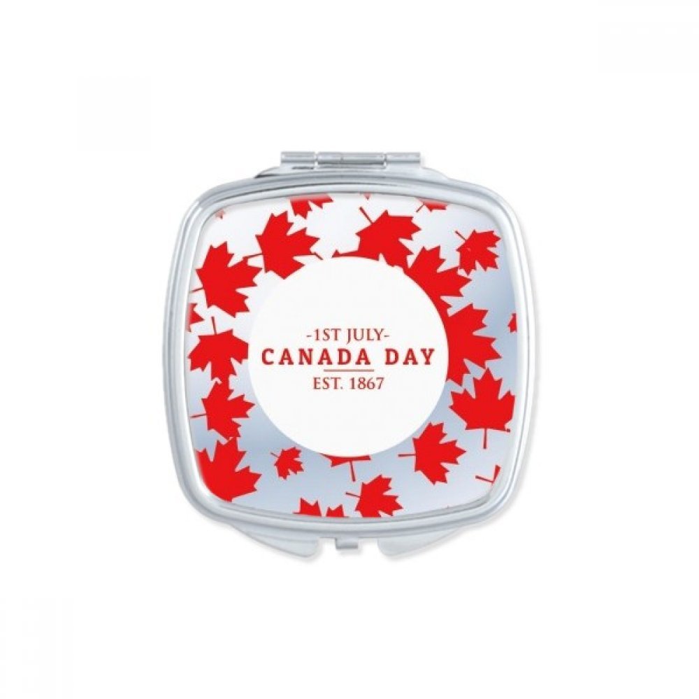 Miroir compact feuille d'érable pour retouches maquillage en voyage